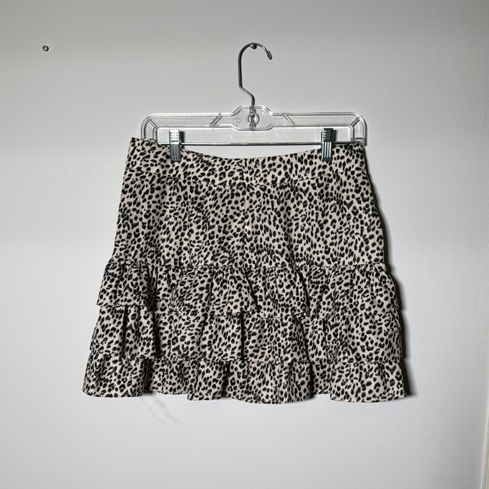 Leopard Print Ruffle Skirt